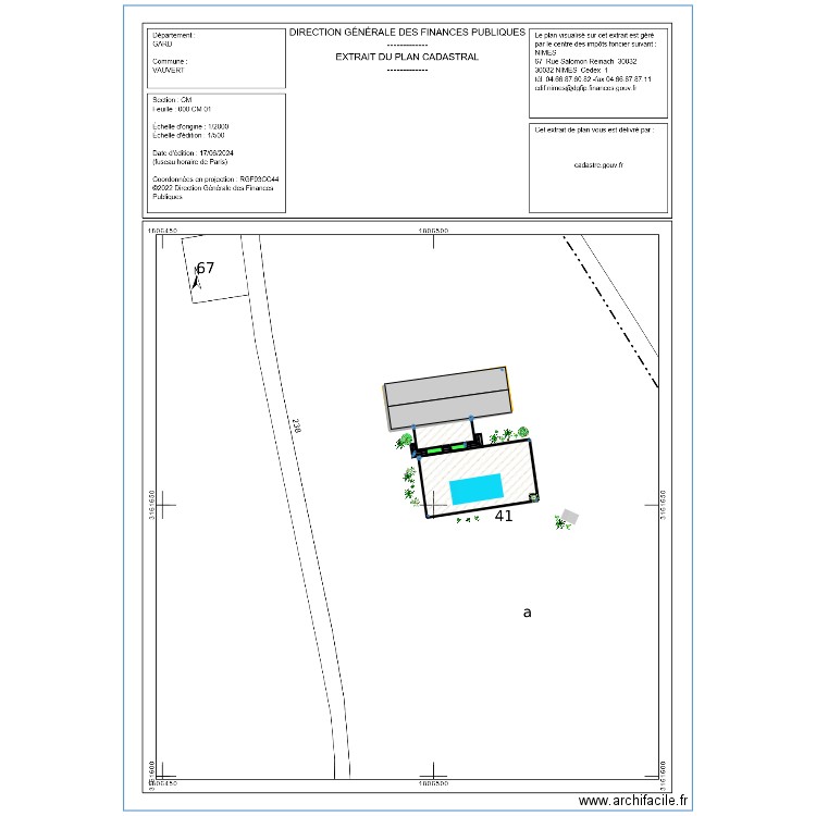 DP Piscine Carole. Plan de 6 pièces et 462 m2