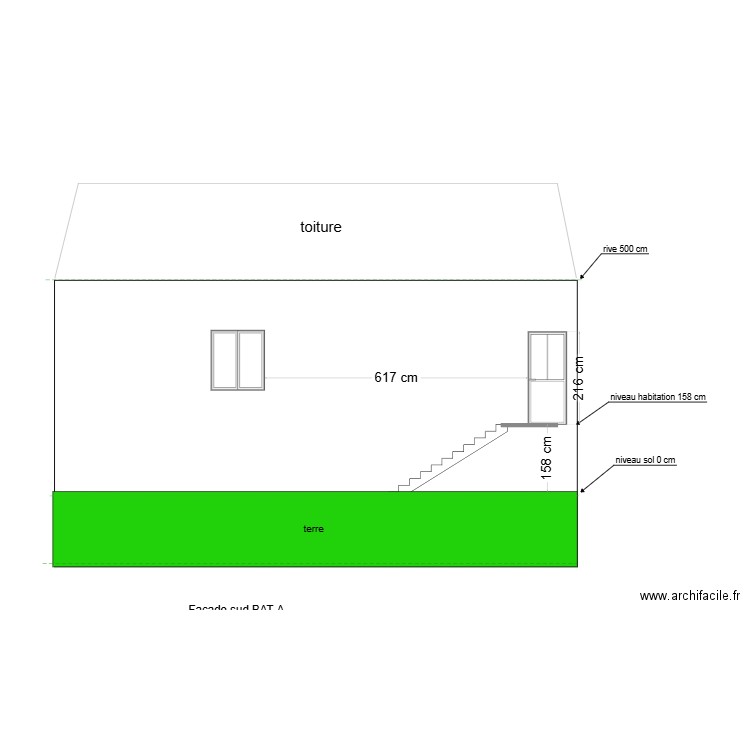 BAT A EXISTANT facade sud. Plan de 0 pièce et 0 m2