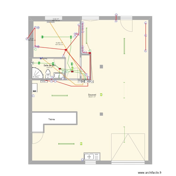 maison 39 sous-sol electricité. Plan de 7 pièces et 87 m2