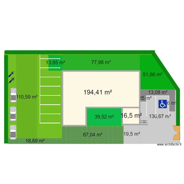 Projet cabinet kiné (plan actuel) pour modifier S G. Plan de 2 pièces et 211 m2