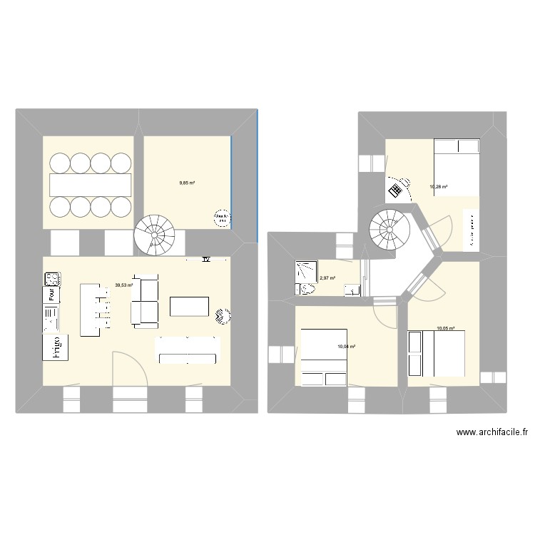 Maison Lannion. Plan de 6 pièces et 83 m2