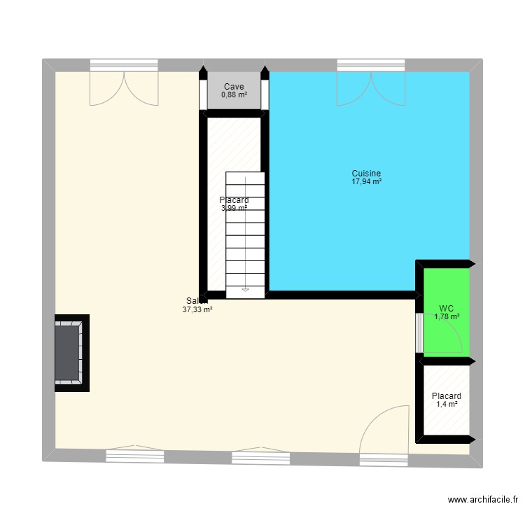 Comète 1. Plan de 6 pièces et 63 m2