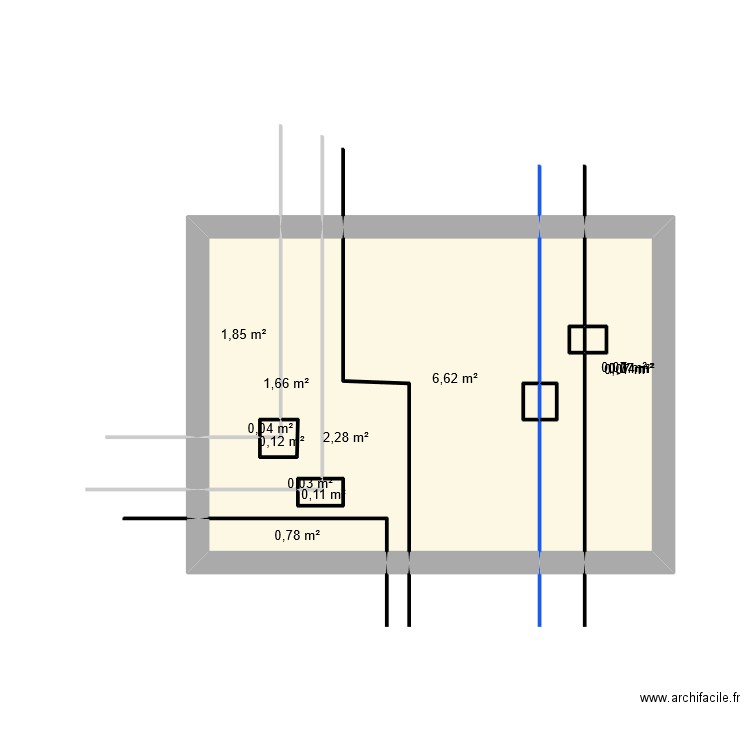 guidova et vient. Plan de 15 pièces et 18 m2