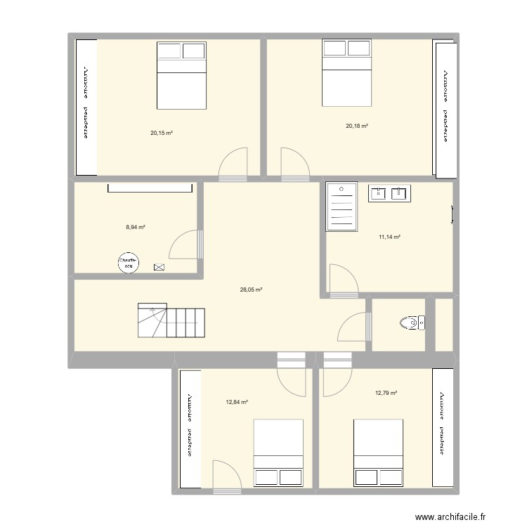 Projet ARZEMBOUY 2. Plan de 7 pièces et 114 m2