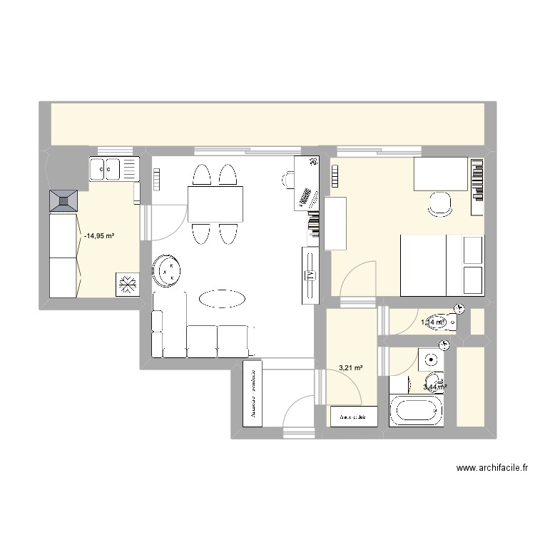 appart. Plan de 6 pièces et 32 m2