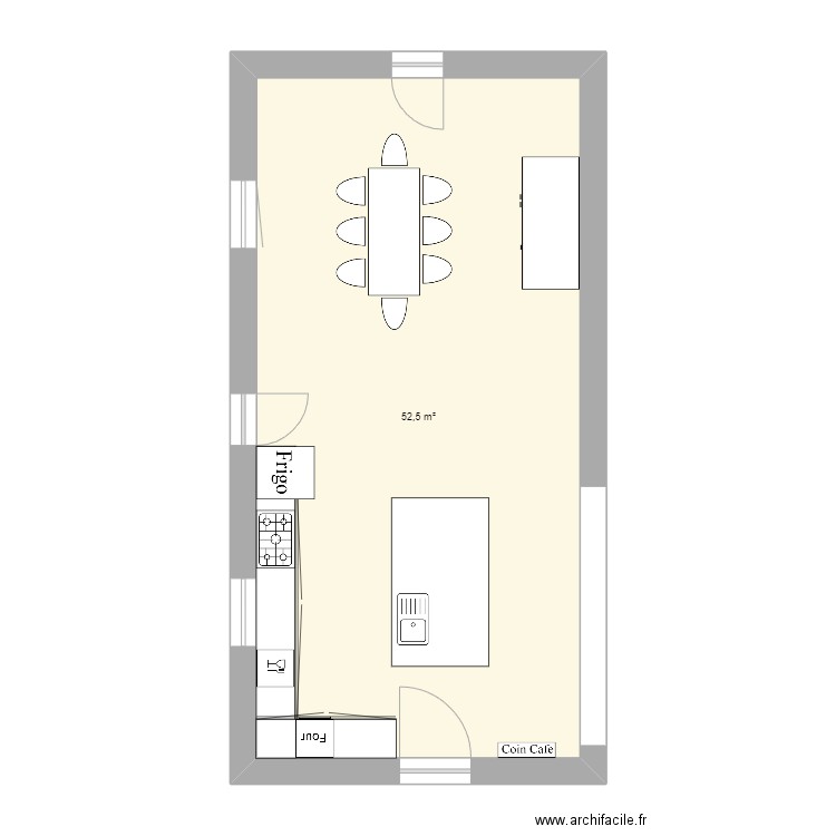 Cuisine les iles manon. Plan de 1 pièce et 53 m2