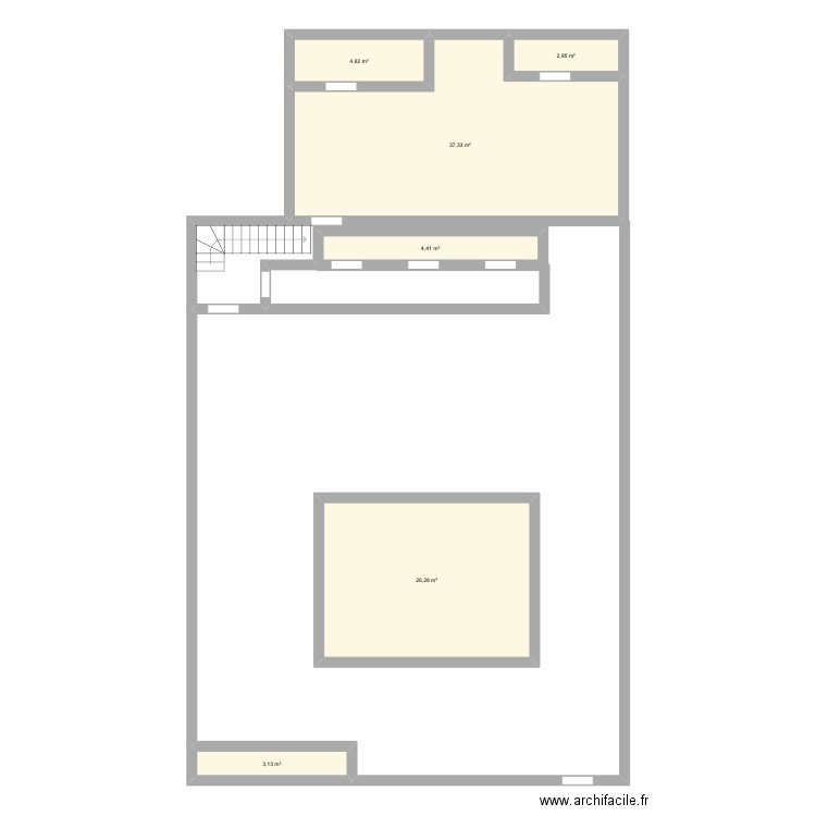 Pharmacie . Plan de 6 pièces et 79 m2