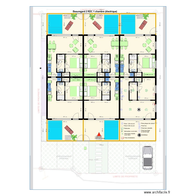 Beauregard plan intérieur rez de chaussé electrique. Plan de 29 pièces et 317 m2