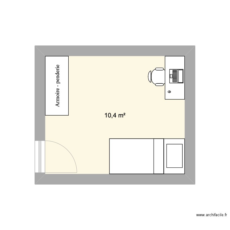 CHANBRE ENFANT. Plan de 1 pièce et 10 m2