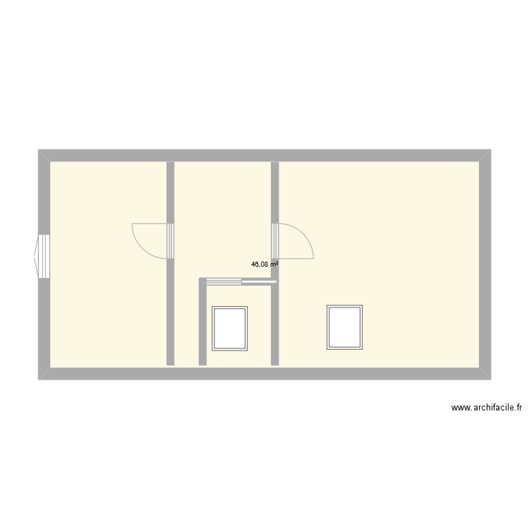 plan modification 1er. Plan de 1 pièce et 46 m2