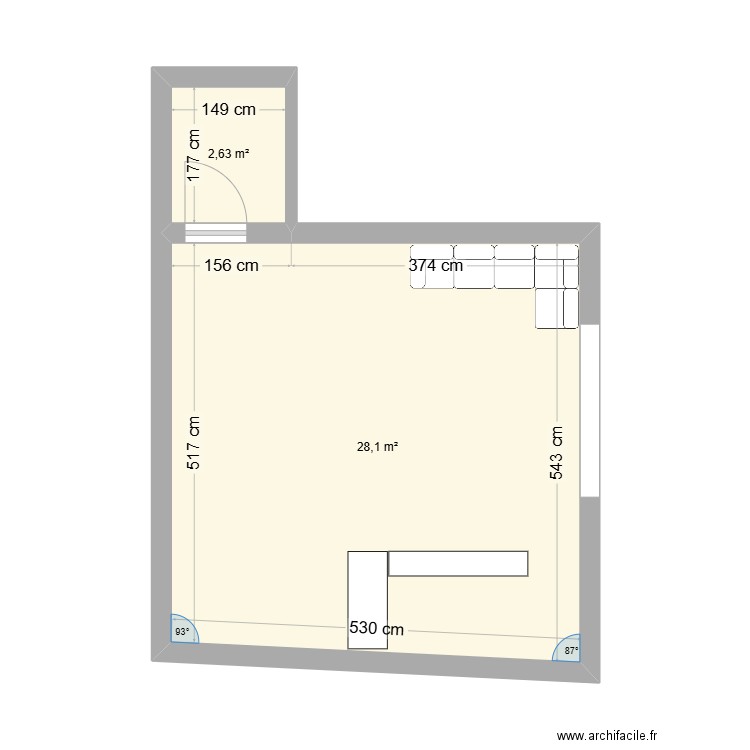 SEM. Plan de 2 pièces et 31 m2