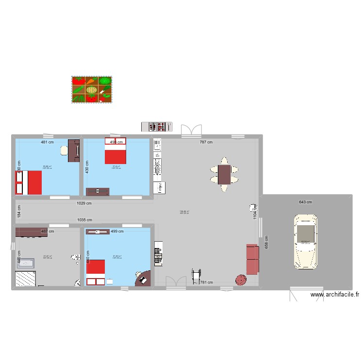 Maison de Mr.Tourtan. Plan de 6 pièces et 233 m2