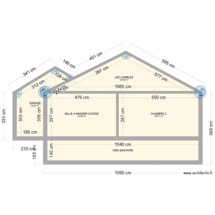 GILBERT. Plan de 5 pièces et 66 m2