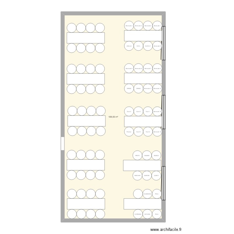 PLAN DE TABLE RDN 2024. Plan de 1 pièce et 110 m2