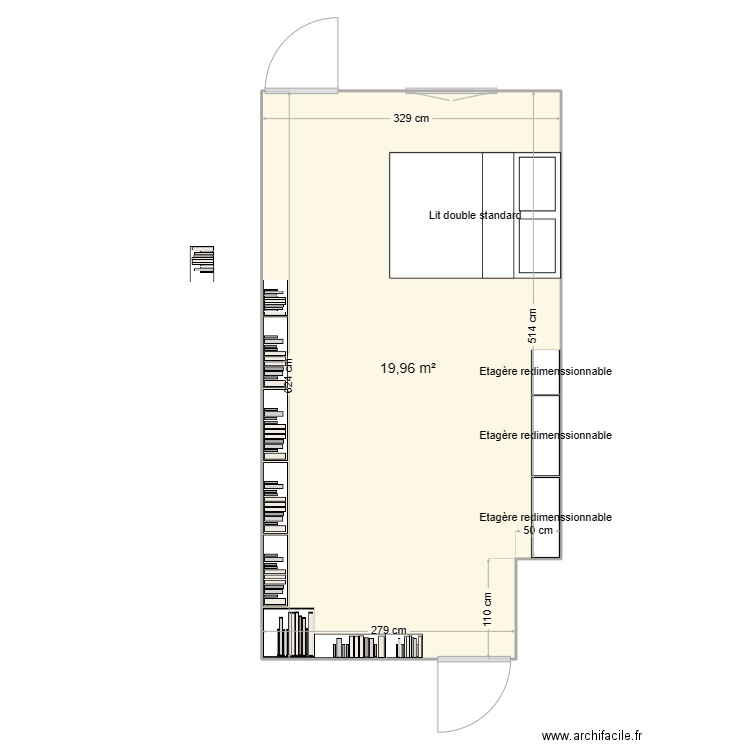 BIBLIOTHEQUE. Plan de 1 pièce et 20 m2