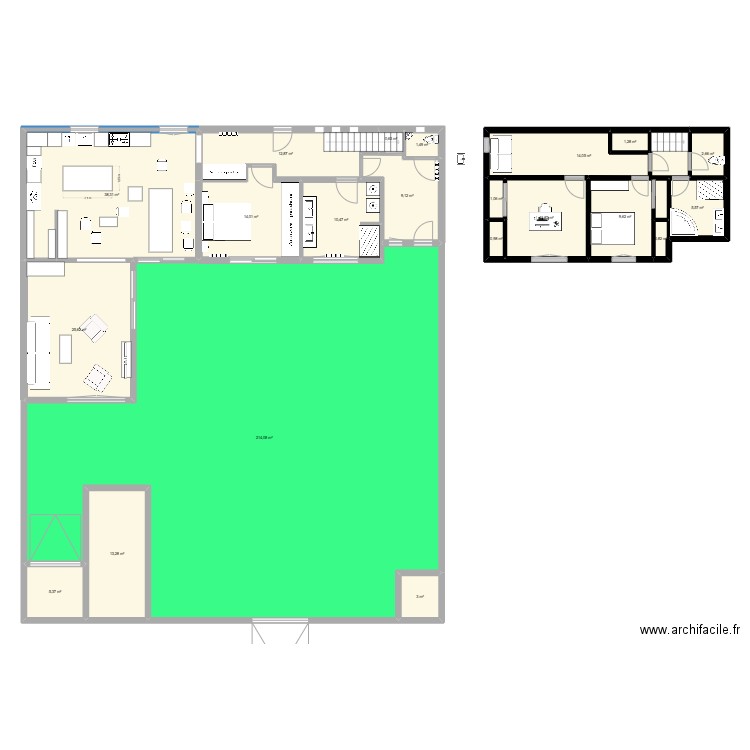 cuisine 3 bis. Plan de 21 pièces et 396 m2