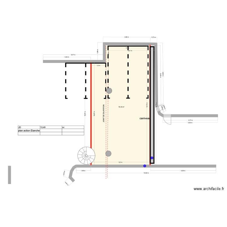 parking aérien BNC r+1. Plan de 1 pièce et 76 m2