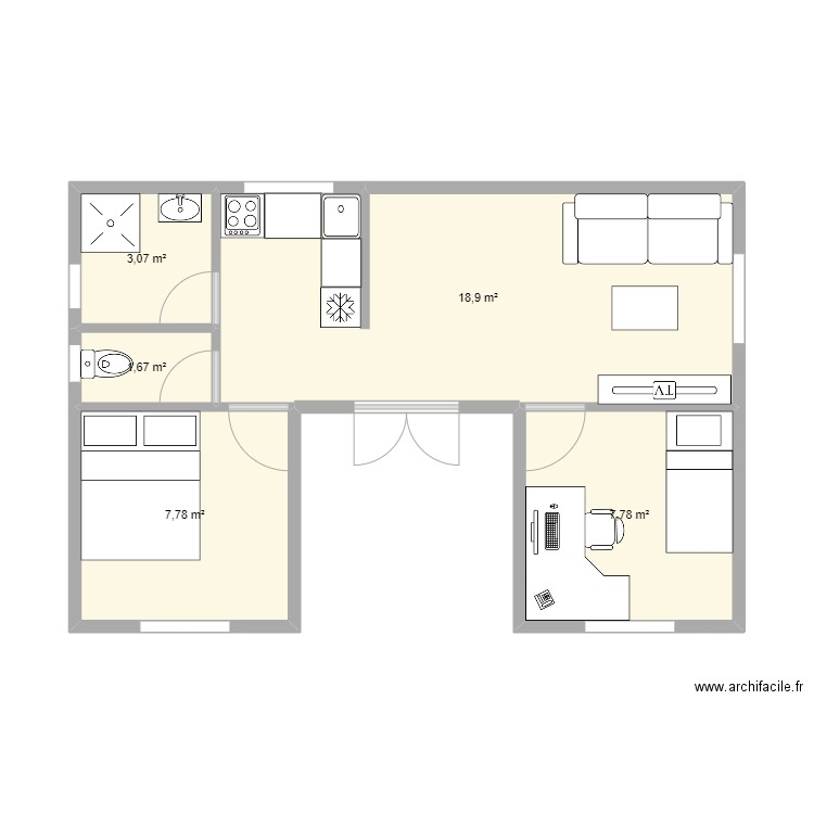 Massinissa maison agnigelni. Plan de 5 pièces et 39 m2