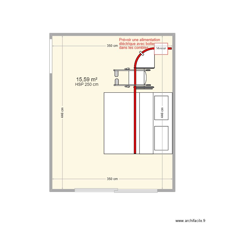 FAULONG 32. Plan de 1 pièce et 16 m2