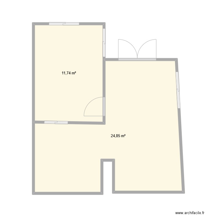 Bureau Ajaccio. Plan de 2 pièces et 37 m2