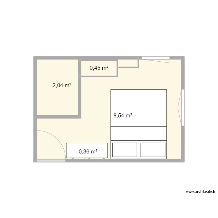 chambre eva. Plan de 4 pièces et 11 m2