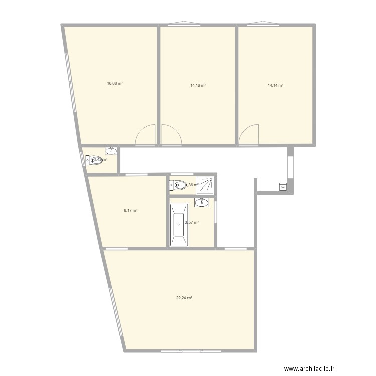 Prjet 1. Plan de 8 pièces et 81 m2