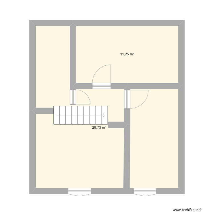 etage. Plan de 2 pièces et 41 m2