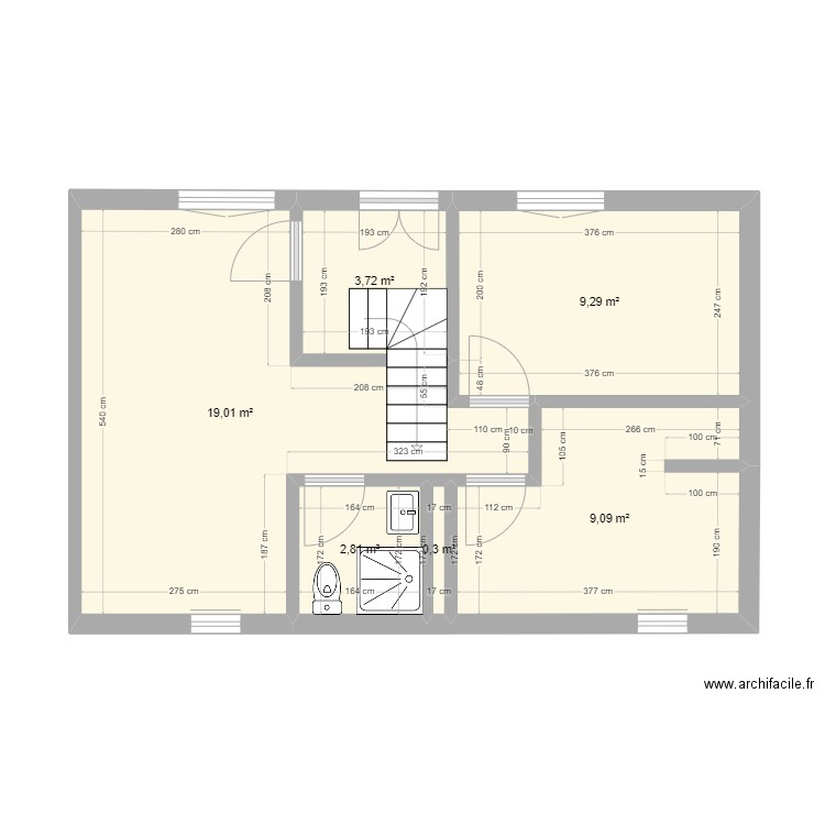 plan de appart 1. Plan de 6 pièces et 44 m2