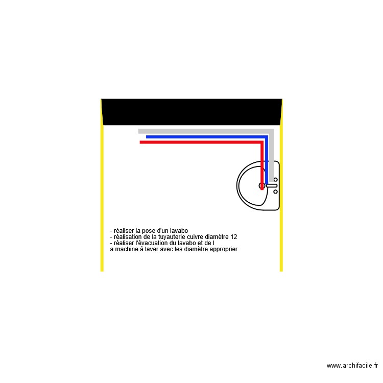 pose lavabo san chalumaux. Plan de 0 pièce et 0 m2