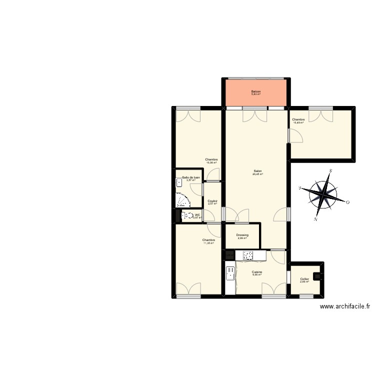 CLARETON T4 EPICEA. Plan de 14 pièces et 87 m2