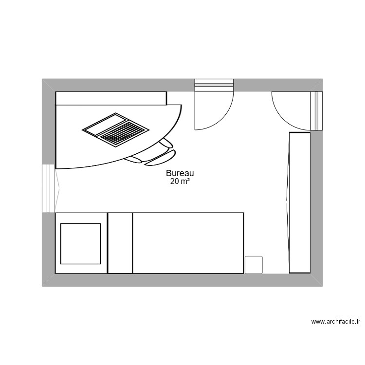 Bureau JMD. Plan de 1 pièce et 20 m2