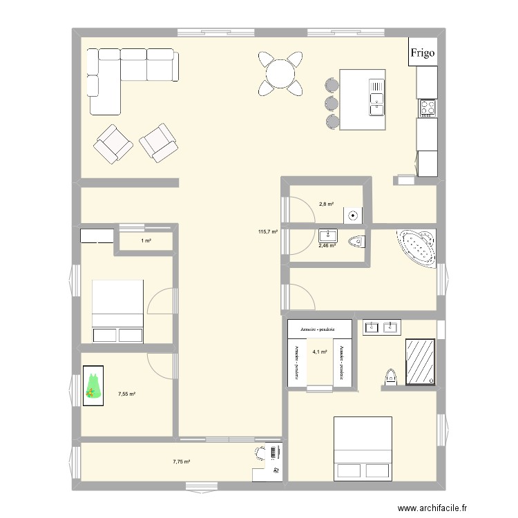 Projet Our House. Plan de 7 pièces et 141 m2