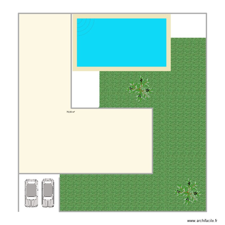 plan jardin dompierre. Plan de 1 pièce et 76 m2