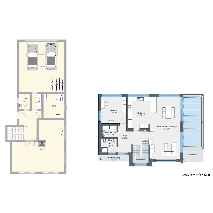 essai. Plan de 6 pièces et 140 m2