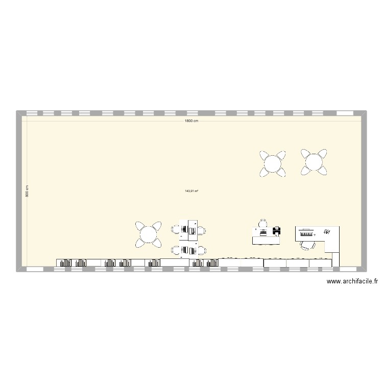 CDI . Plan de 1 pièce et 144 m2