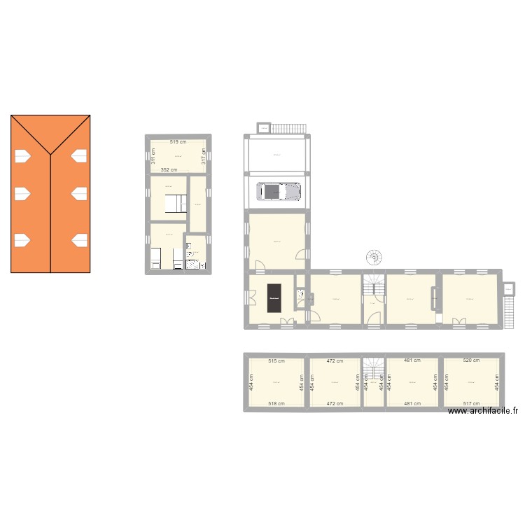 Auzouville2. Plan de 23 pièces et 293 m2