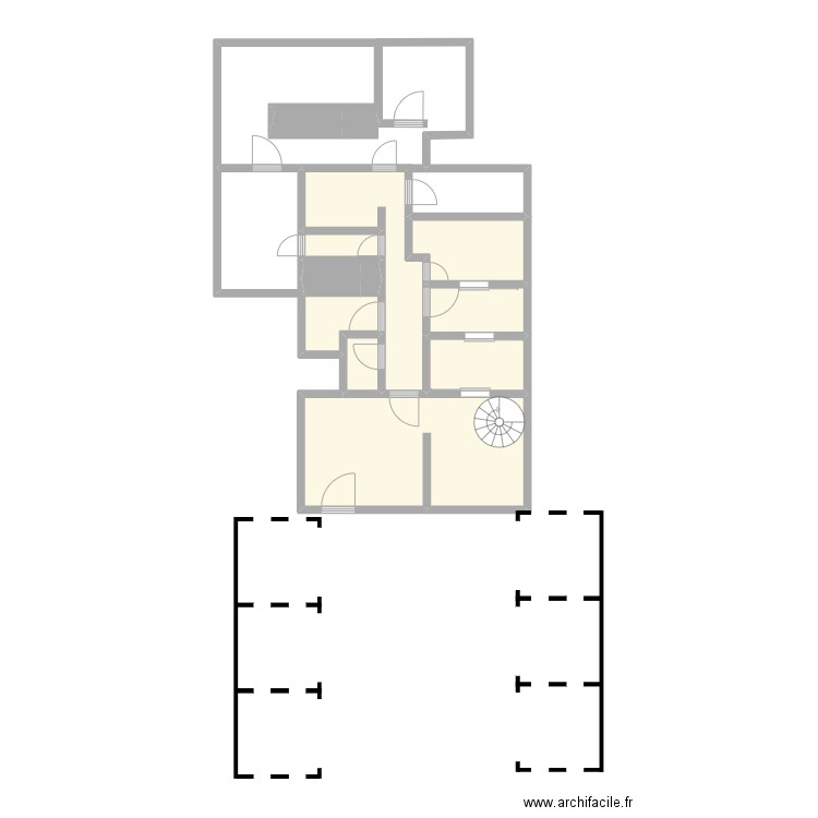 Stage. Plan de 9 pièces et 33 m2