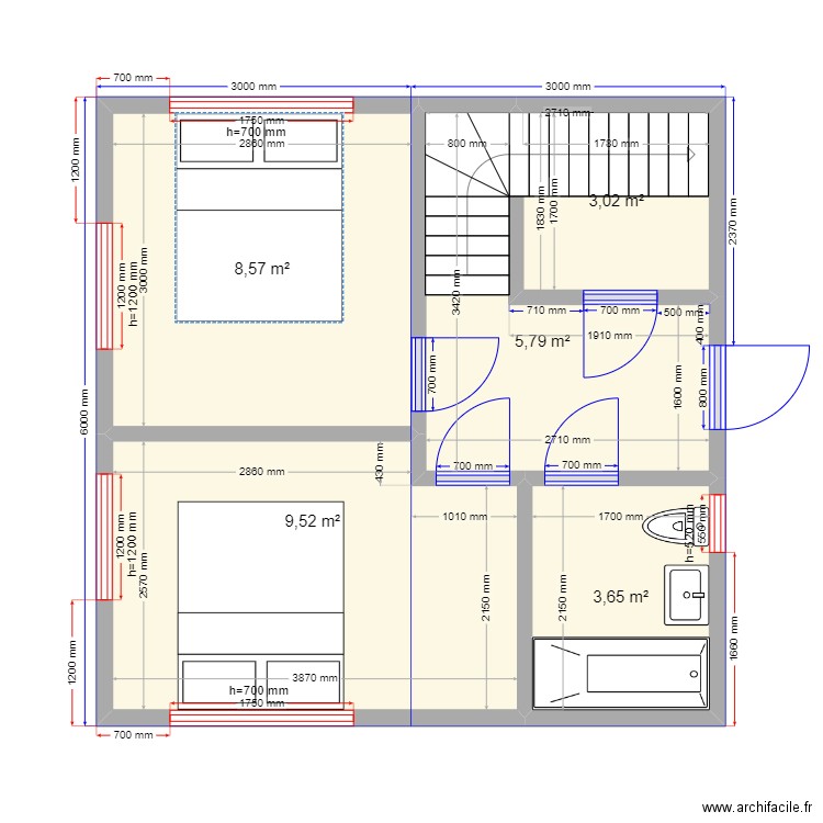 ЕБ 8. Plan de 12 pièces et 95 m2