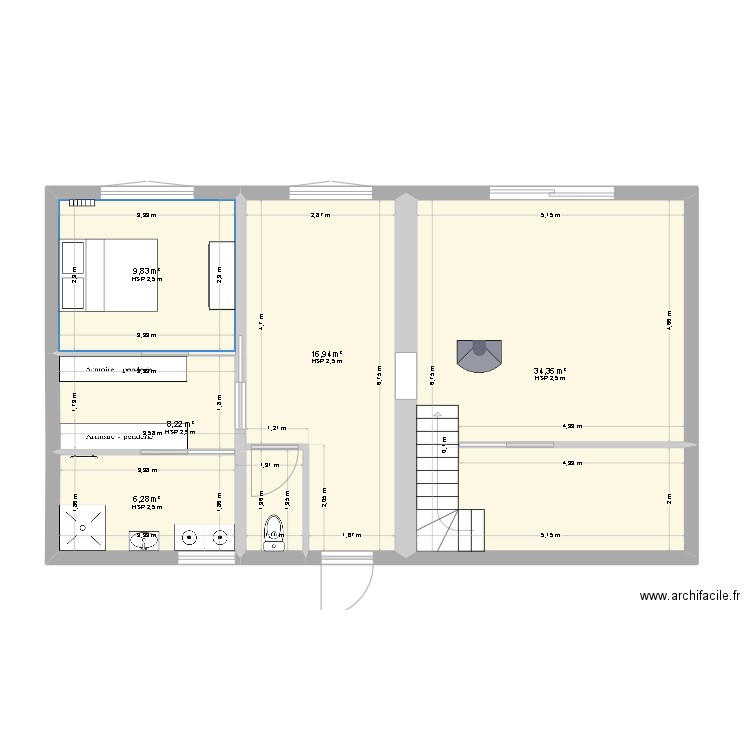 maison Segnzeurie. Plan de 5 pièces et 76 m2