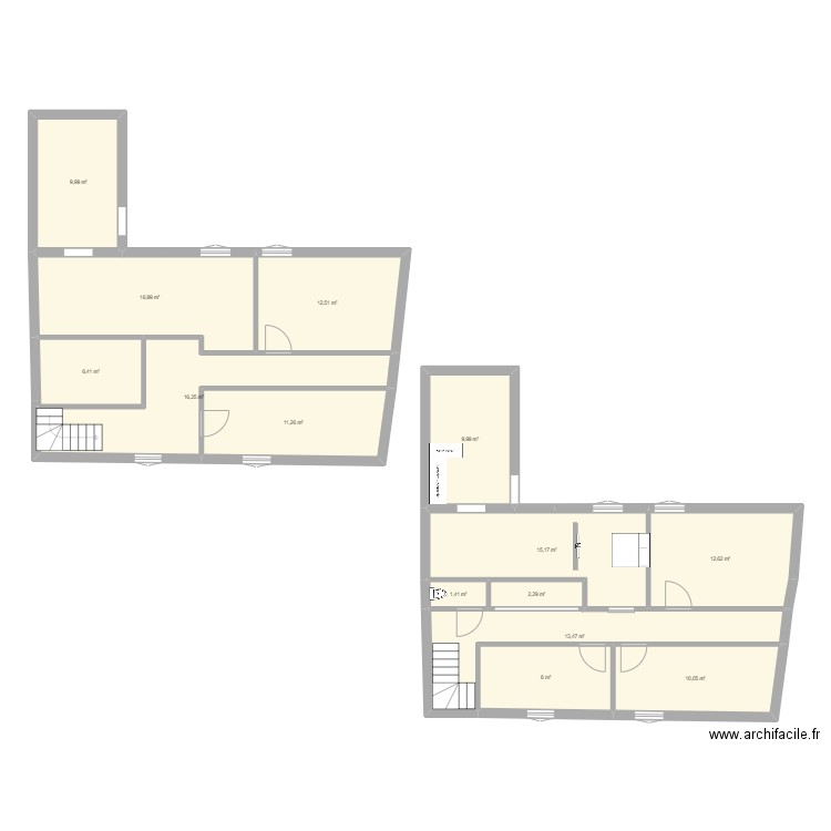 Hermonville. Plan de 14 pièces et 146 m2