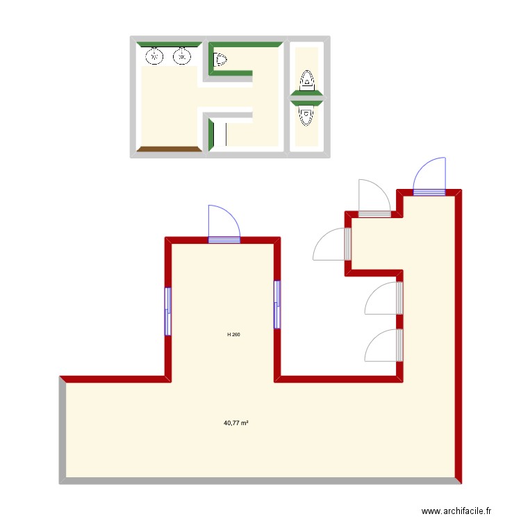 Souverain 165 Phicap (3). Plan de 6 pièces et 54 m2