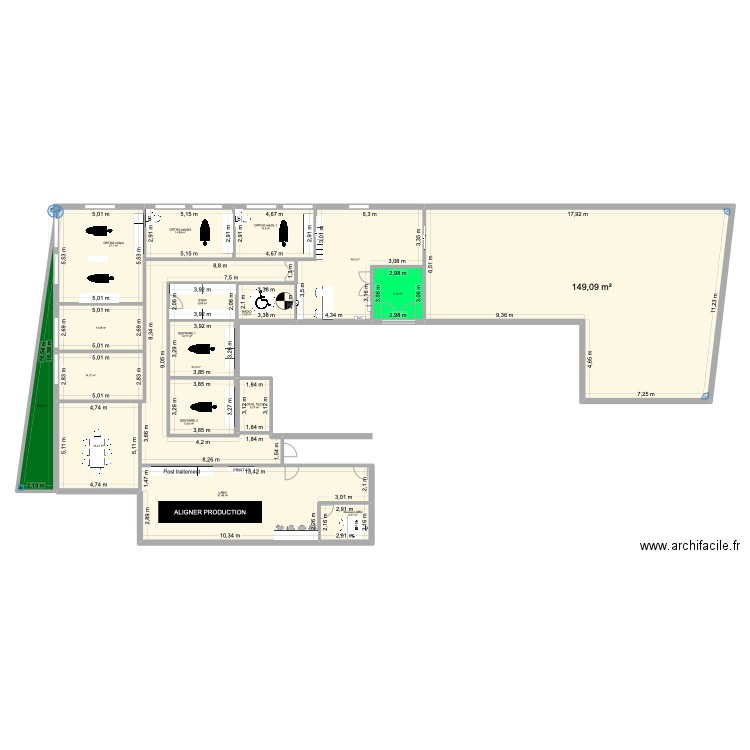 val d'Europe-amenagement1. Plan de 18 pièces et 459 m2