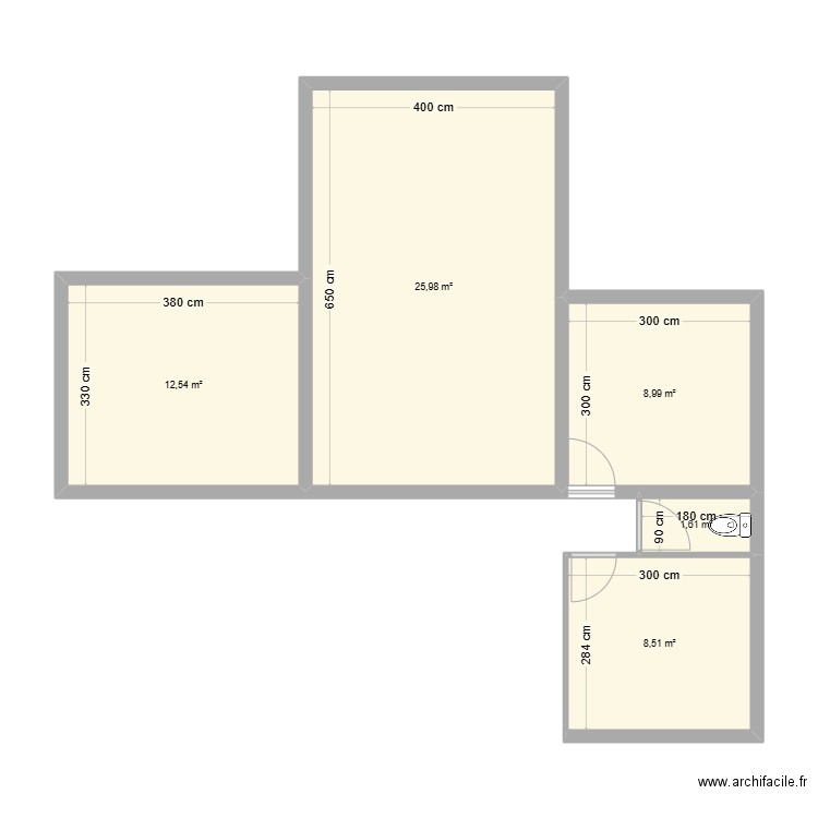 Maison. Plan de 5 pièces et 58 m2