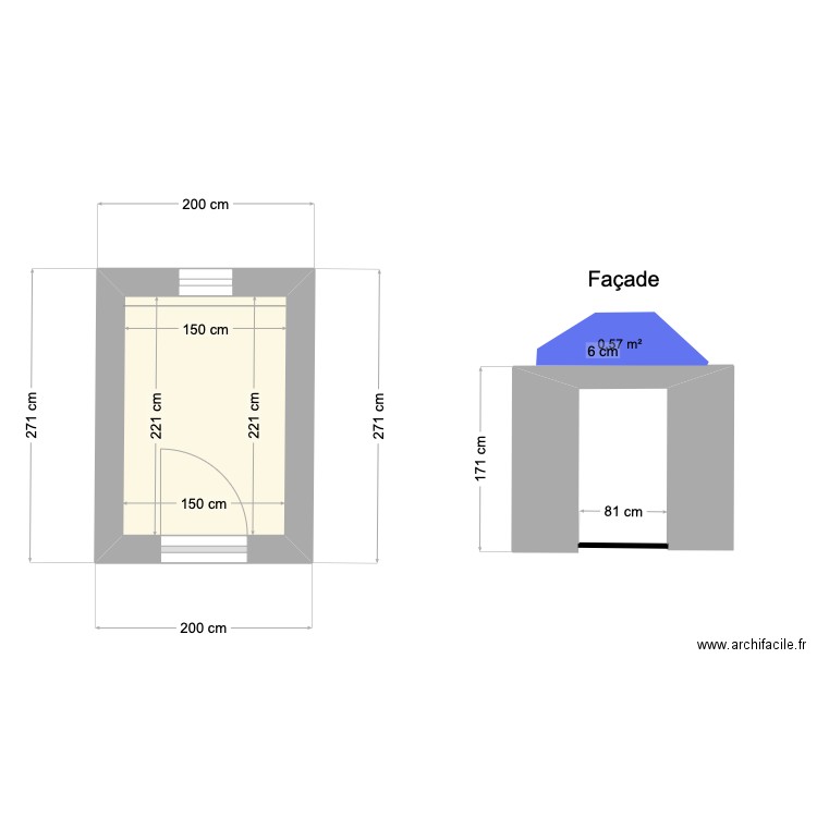 Chappelle. Plan de 1 pièce et 3 m2