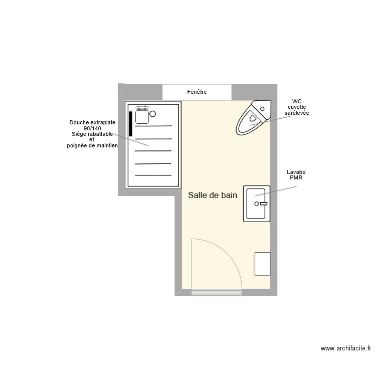 MAILHOL Salle de bain adaptation. Plan de 1 pièce et 6 m2