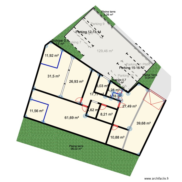 Villepinte. Plan de 101 pièces et 1606 m2