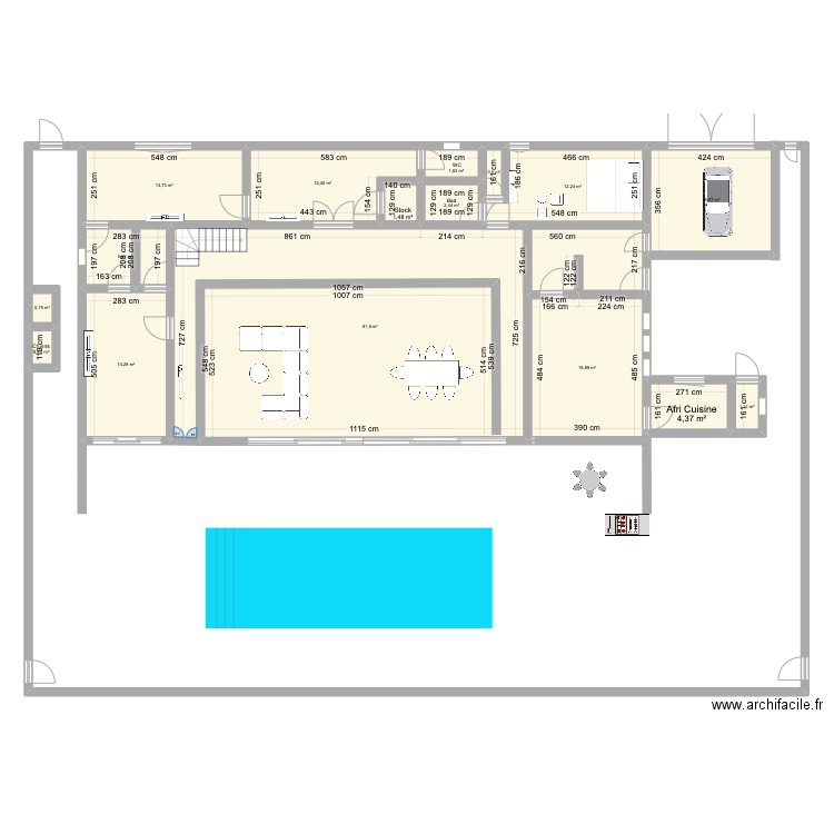 Adi Champs Plan 2. Etage. Plan de 16 pièces et 197 m2