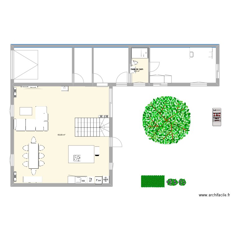 Extension 2. Plan de 2 pièces et 68 m2