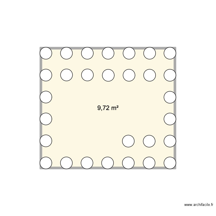 terrasse. Plan de 1 pièce et 10 m2