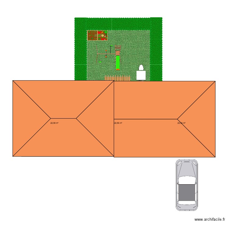 maison belle. Plan de 3 pièces et 68 m2